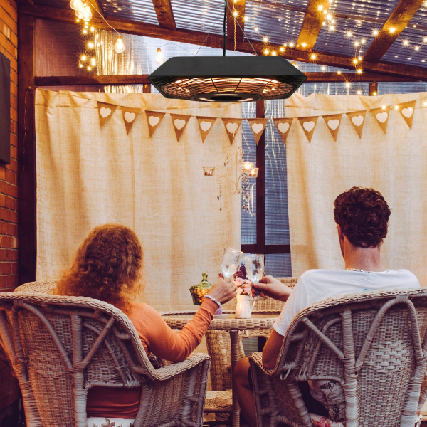 Outsunny 2000W Patio Electric Hanging Ceiling Heater Halogen Remote Aluminium - Image 3