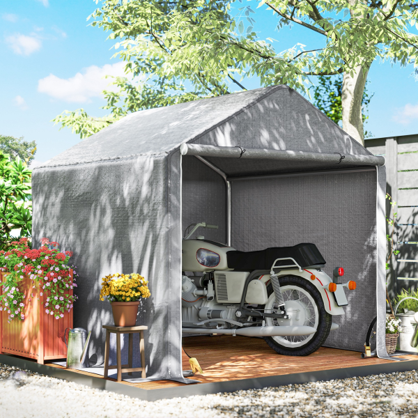 Outsunny 6.5' x 6.5' x 6.5' Temporary Garden Shed Storage Tent, Grey - Image 3