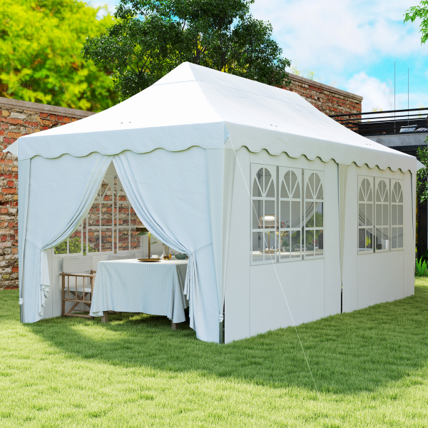 Outsunny 3 x 6m Pop Up Gazebo with Sides and Carry Bag, UPF50+, White - Image 3