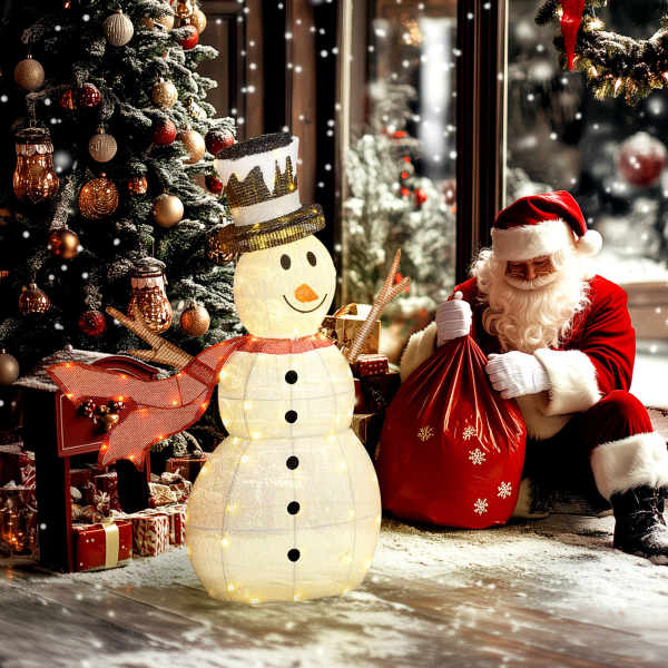 Outsunny Lighted Christmas Snowman Waterproof Outdoor Christmas Decorations - Image 3