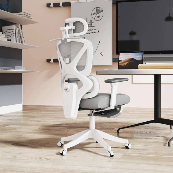 HOMCOM Ergonomic Office Chair, Recliner Computer Chair with Footrest, Grey - Image 3