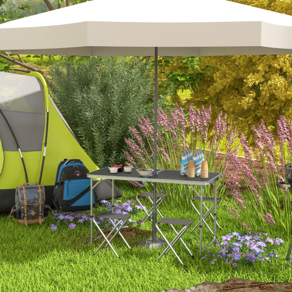 Outsunny Camping Table and Chairs Outdoor Indoor Use for BBQ Picnic Garden - Image 3