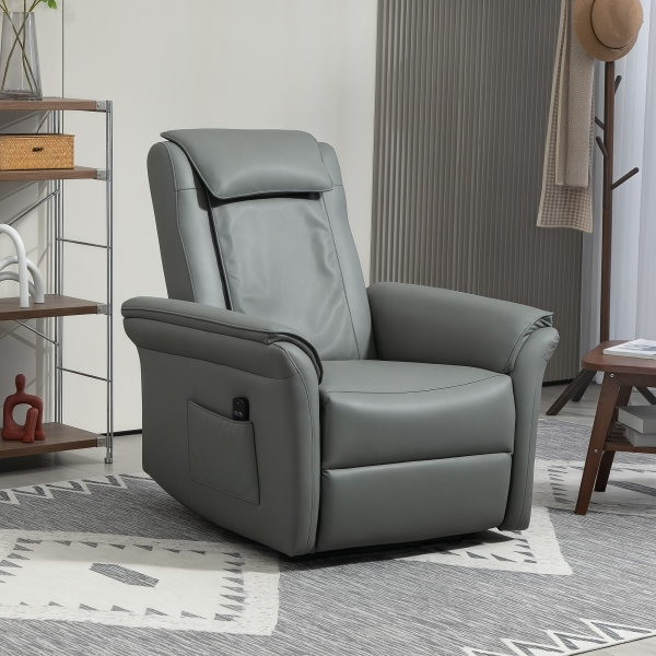 HOMCOM Kneading Massage Recliner Chair Breathable Leather Recliner Armchair - Image 3