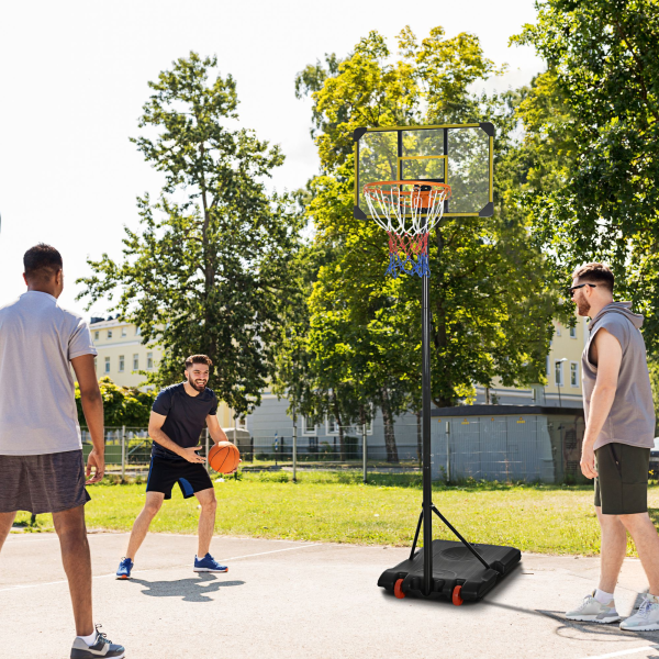 SPORTNOW Adjustable Basketball Hoop and Stand w/ Wheels, 1.8-2.1m, Yellow - Image 2