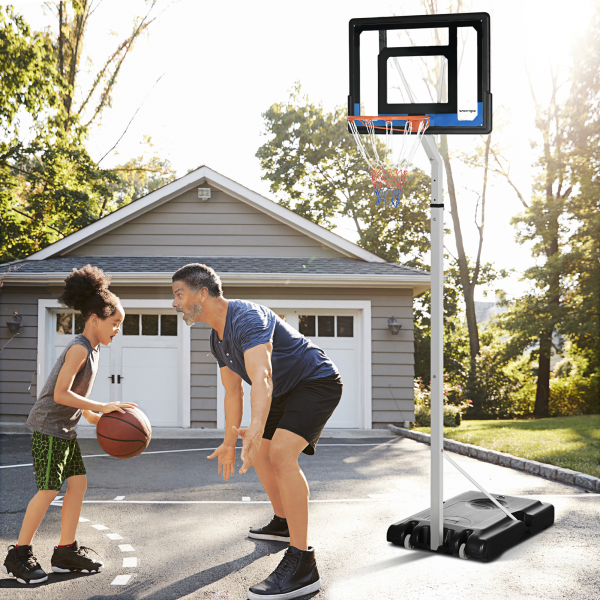 SPORTNOW 2.1-2.6m Basketball Hoop and Stand w/ Weighted Base, Wheels, White - Image 2