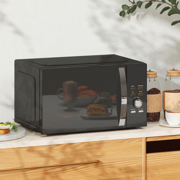 HOMCOM 23L 800W Microwave Oven with Digital Display, Auto Cook, Black - Image 2