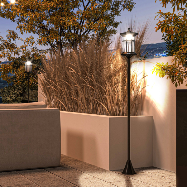 Outsunny LED Outdoor Solar Post Lights, Waterproof IP44, Cool White, 2 Pack - Image 3