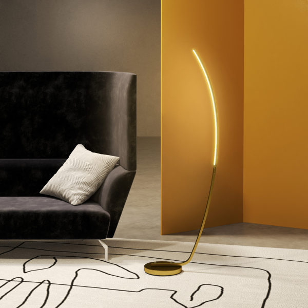 HOMCOM Floor Lamp with LED Strip, Standing Lamp for Living Room, Gold Tone - Image 3