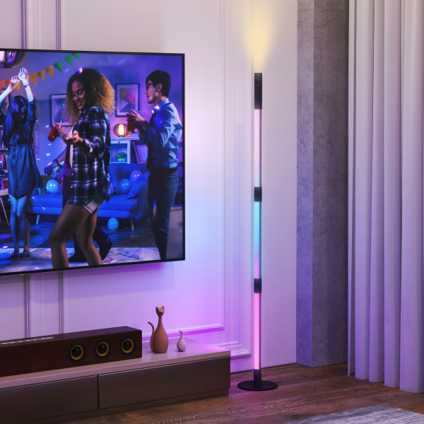 HOMCOM LED Floor Lamp, Corner Floor Lamp App & Remote Control Dark Grey - Image 3
