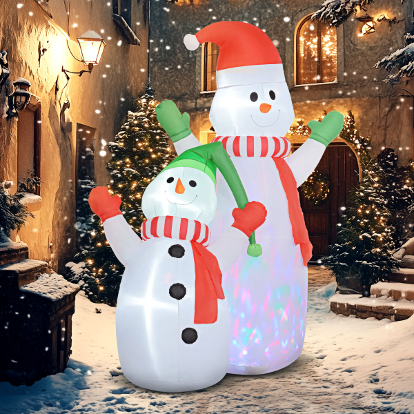 Outsunny 8FT Christmas Inflatable Snowman with Rotating Colorful LED Light - Image 2