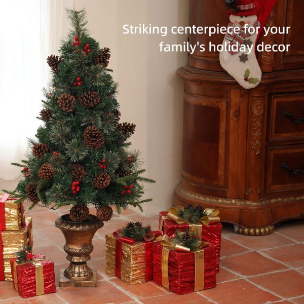 HOMCOM 4ft Artificial Christmas Tree with 60 Warm White LED Lights - Image 3