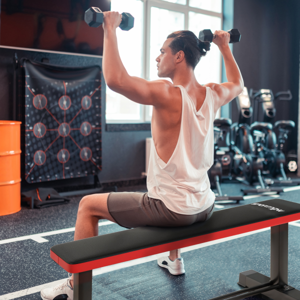 SPORTNOW Flat Weight Bench with Dumbbell Rack, 300KG Weight Capacity - Image 2