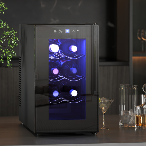 HOMCOM Freestanding Wine Cooler Fridge with 8 Bottle, 21 Litre Capacity - Image 3