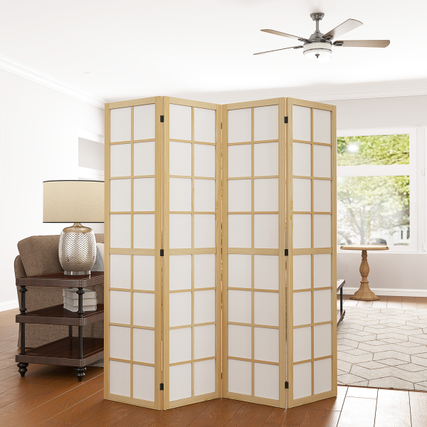 HOMCOM Indoor Room Partition, 4 Panel Folding Room Divider, 160 x 170cm - Image 3