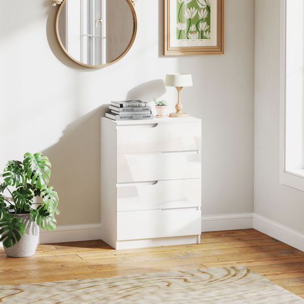 HOMCOM 4 Drawer Chest of Drawers for Bedroom, 60 x 40 x 85cm, White - Image 3