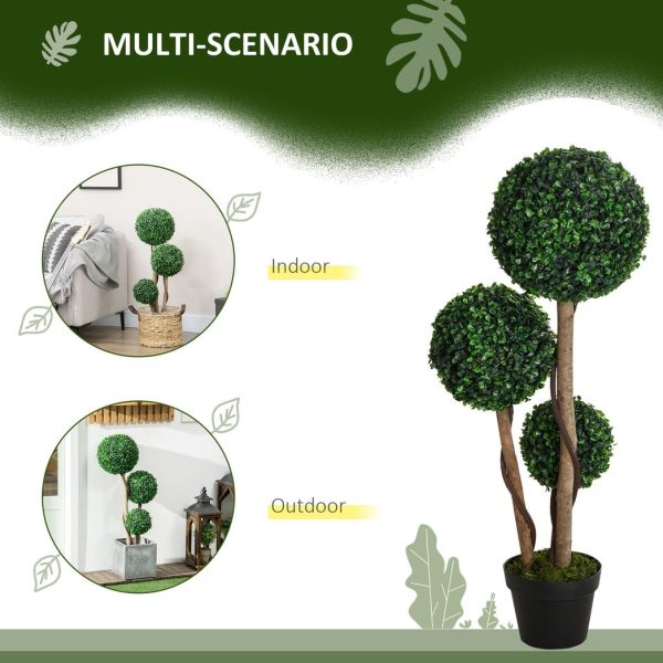 HOMCOM Artificial Plant Boxwood Ball Topiary Tree Indoor Outdoor, 90cm - Image 3