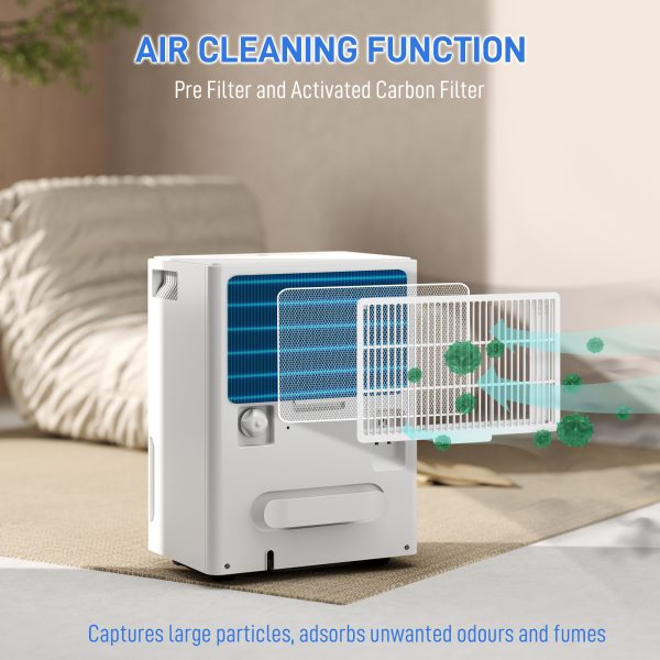 HOMCOM 30L Dehumidifier with Filter, Auto Defrost, for Home Laundry Drying - Image 4