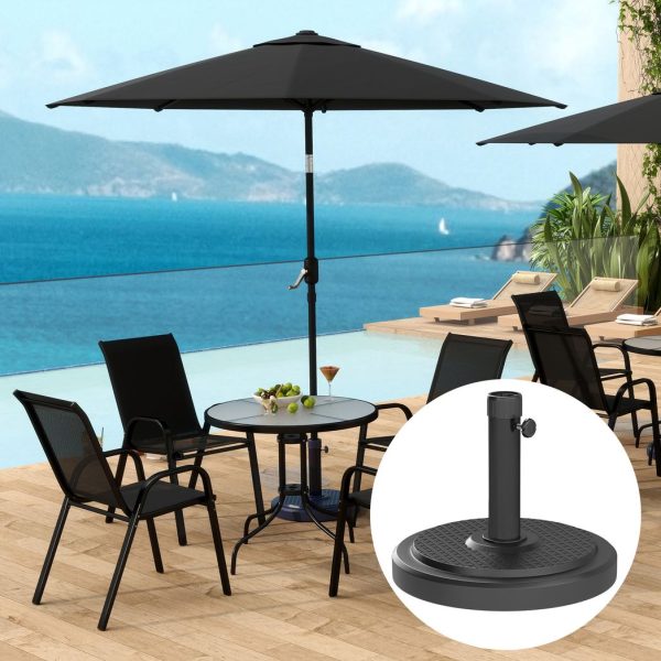 Outsunny 22kg Garden Parasol Base, Round HDPE Sun Umbrella Base, Black - Image 2