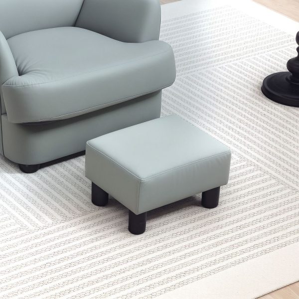 HOMCOM Chic Faux Leather Footstool Small Footrest with 4 Plastic Legs, Grey - Image 2