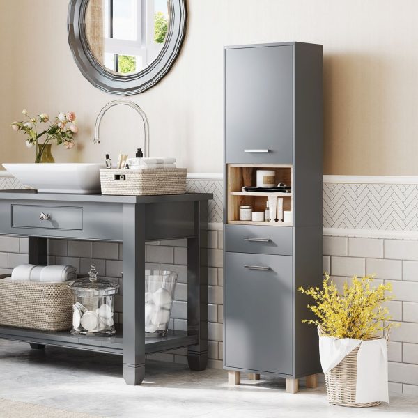 HOMCOM Bathroom Storage Unit with Open Shelves and Drawer - Image 2