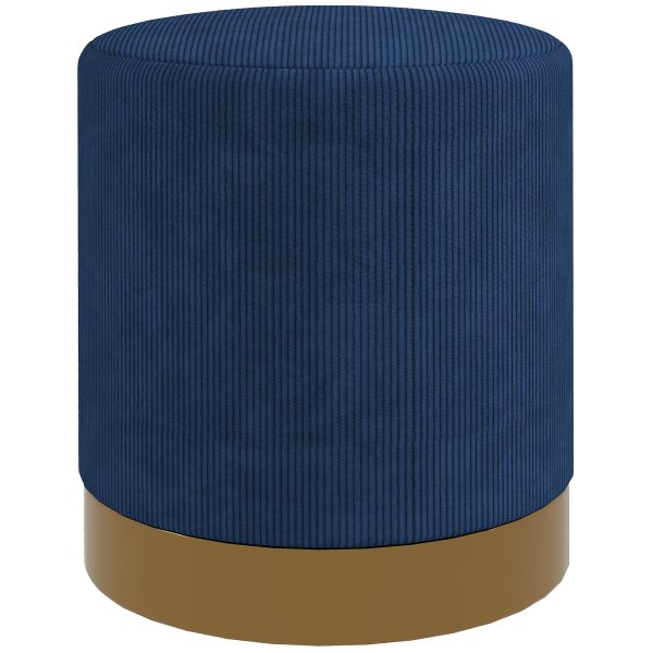 HOMCOM Modern Round Footstool, Fabric Upholstered Foot Rest