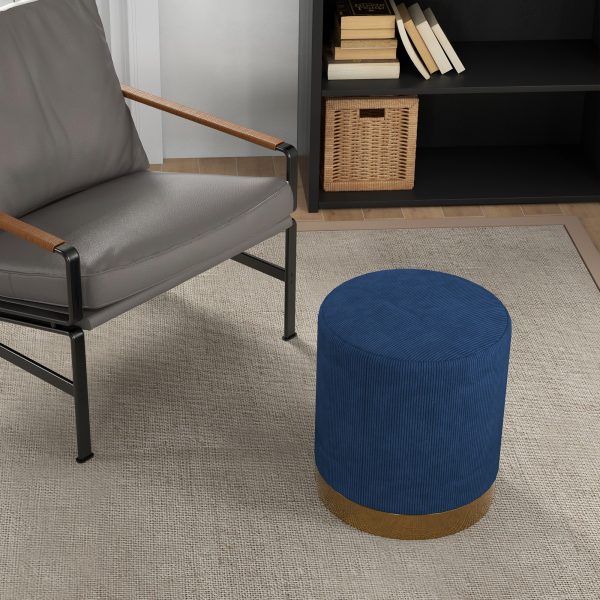 HOMCOM Modern Round Footstool, Fabric Upholstered Foot Rest - Image 8