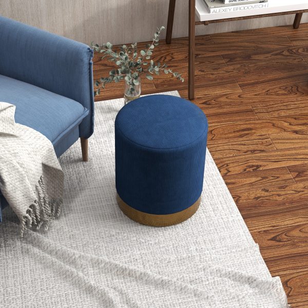 HOMCOM Modern Round Footstool, Fabric Upholstered Foot Rest - Image 6