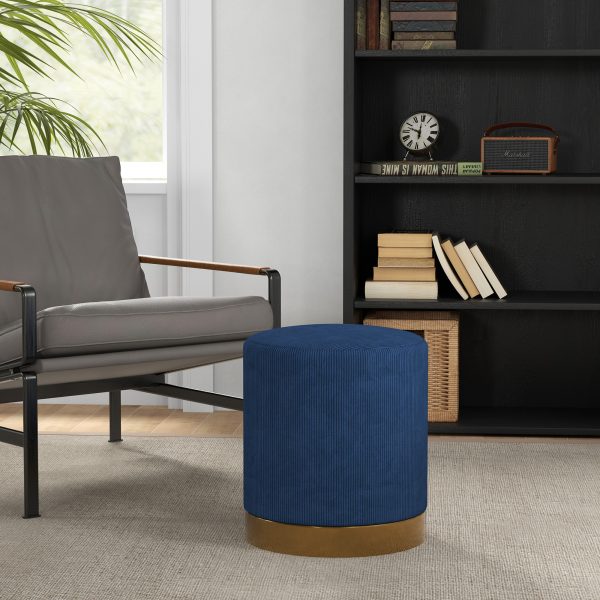 HOMCOM Modern Round Footstool, Fabric Upholstered Foot Rest - Image 2