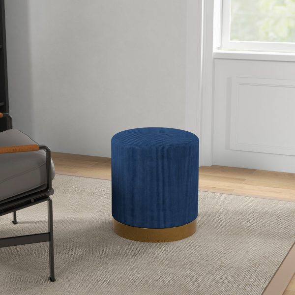HOMCOM Modern Round Footstool, Fabric Upholstered Foot Rest - Image 7