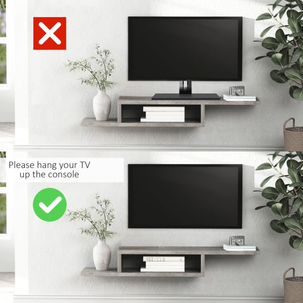 HOMCOM Wall Mounted Media Console, Floating TV Stand Component Shelf - Image 5
