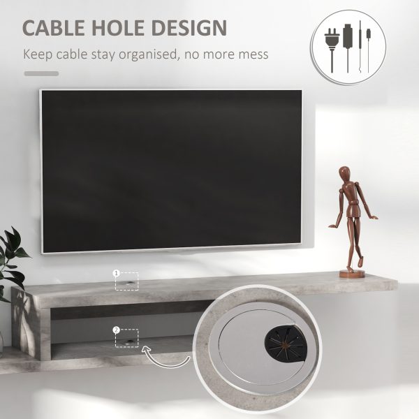 HOMCOM Wall Mounted Media Console, Floating TV Stand Component Shelf - Image 4