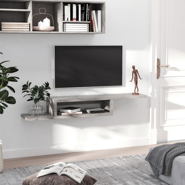 HOMCOM Wall Mounted Media Console, Floating TV Stand Component Shelf - Image 2
