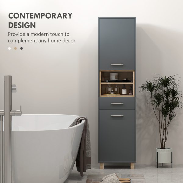 HOMCOM Bathroom Storage Unit with Open Shelves and Drawer - Image 4