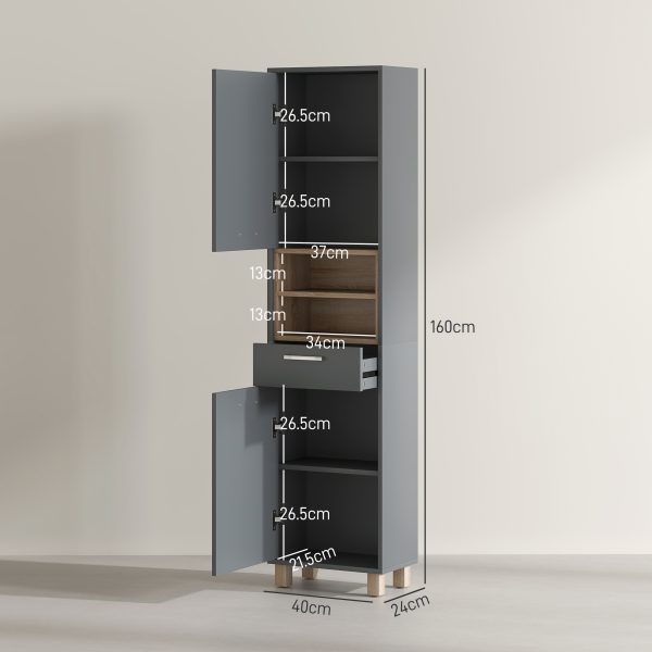 HOMCOM Bathroom Storage Unit with Open Shelves and Drawer - Image 5