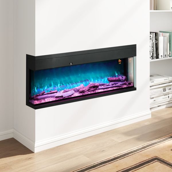 HOMCOM 127cm Electric Fireplace Recessed, Insert, Wall Mount, Freestanding - Image 2