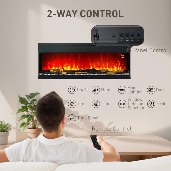 HOMCOM 127cm Electric Fireplace Recessed, Insert, Wall Mount, Freestanding - Image 4