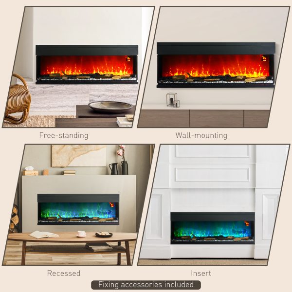 HOMCOM 127cm Electric Fireplace Recessed, Insert, Wall Mount, Freestanding - Image 8