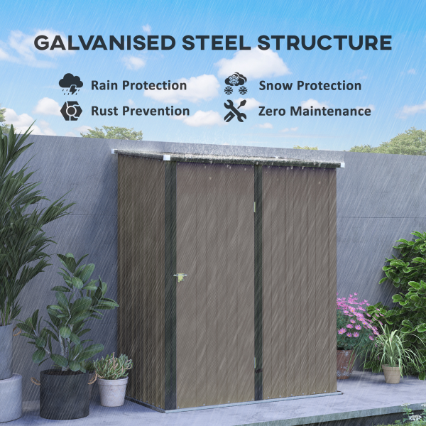 Outsunny Outdoor Storage Shed w/ Lockable Door for Garden, Light Grey - Image 4