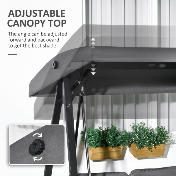 Outsunny 2 Seater Garden Outdoor Swing Chair Hammock w/ Adjustable Canopy - Image 4