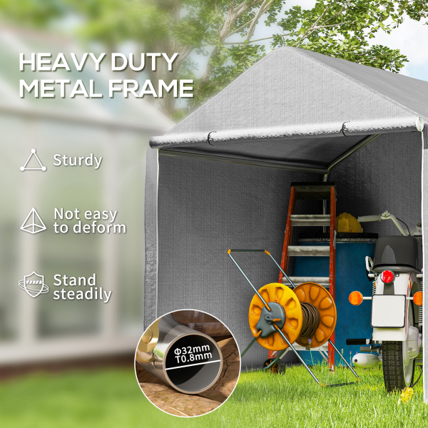 Outsunny 6.5' x 6.5' x 6.5' Temporary Garden Shed Storage Tent, Grey - Image 4