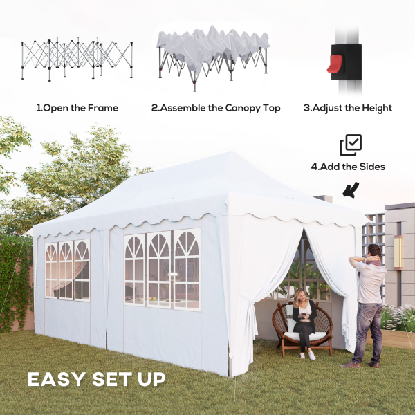Outsunny 3 x 6m Pop Up Gazebo with Sides and Carry Bag, UPF50+, White - Image 4