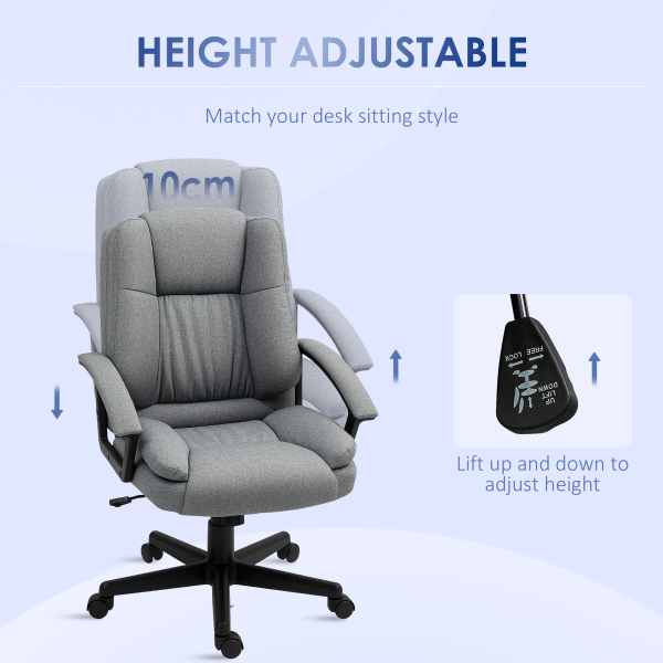 HOMCOM Swivel Executive Office Chair Mid Back Chair w/ Arm, Grey - Image 4