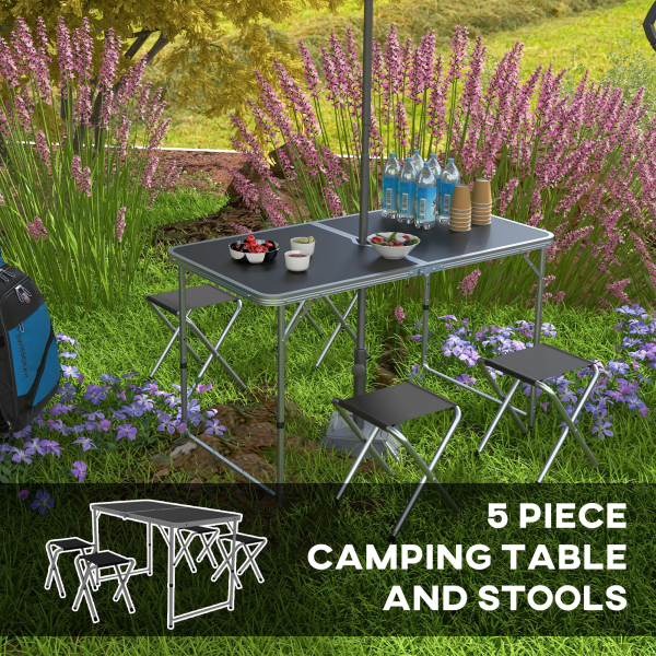 Outsunny Camping Table and Chairs Outdoor Indoor Use for BBQ Picnic Garden - Image 4