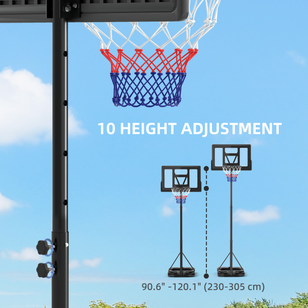 SPORTNOW 2.3-3.05m Basketball Hoop and Stand with Weighted Base and Wheels - Image 4