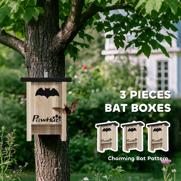 PawHut 3PCs Bat Boxes Designed to Attract Bats, 18 x 6 x 22.5 cm - Image 4