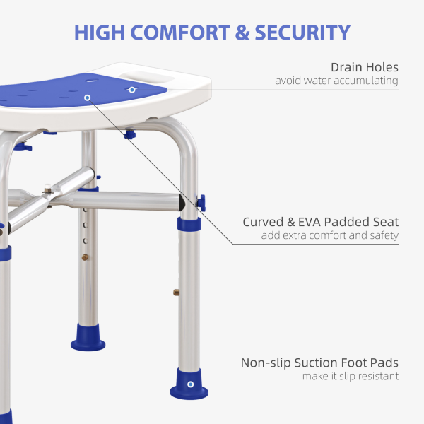 HOMCOM Adjustable Shower Stool with Foot Pads for Elderly Disabled Purple - Image 4