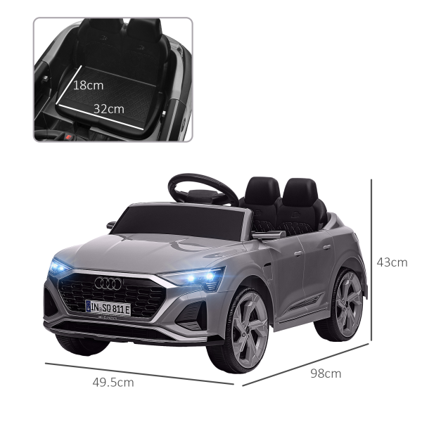 AIYAPLAY Audi Q8 e-tron Sportback Kids Electric Car w/ Remote - Grey - Image 3