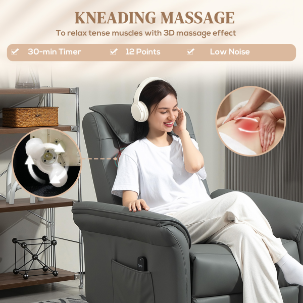 HOMCOM Kneading Massage Recliner Chair Breathable Leather Recliner Armchair - Image 4