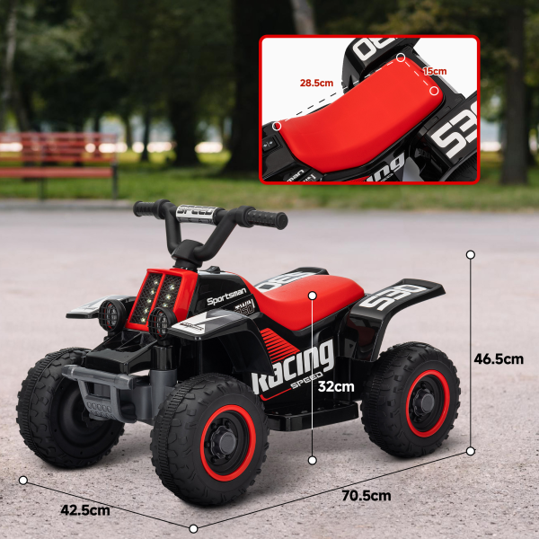 AIYAPLAY 6V Electric Quad Bike for Kids w/ Forward Backward, Black and Red - Image 3