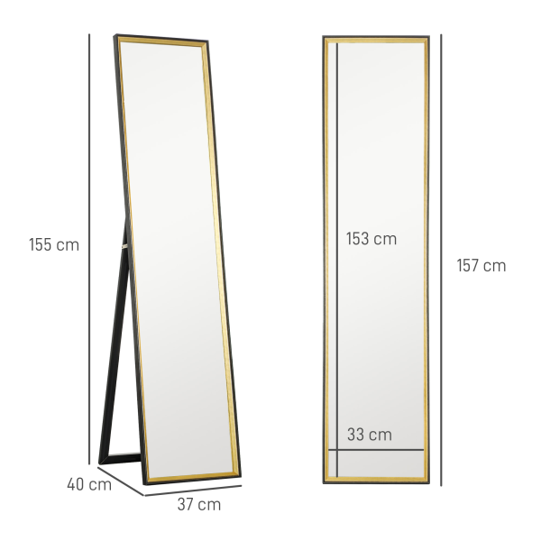 HOMCOM Full Length Mirror Wall Mount Leaning Standing Mirror, Black - Image 3